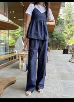 デニム風ビスチェ&ワイドパンツセットアップのサムネイル