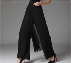 NY Fashion 社交ダンス 競技ダンス シフォンパンツ S黒 16164Kのサムネイル