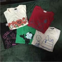 ハローキティ、スヌーピーなどused Tシャツ5点セットのサムネイル