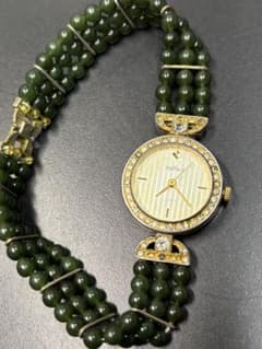 【稼働品】翡翠ブレス ヴィンテージ腕時計 parmex デザインウォッチ ヒスイ