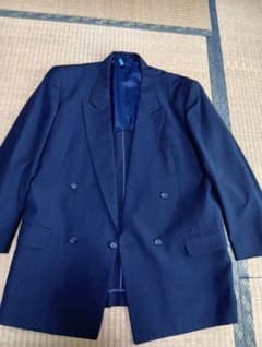 【VINTAGE】 5点セット ダブルスーツ セットアップ ブラック系×ブルー系 洗える360°キレイスーツ テーラードジャケット セットアップ着用