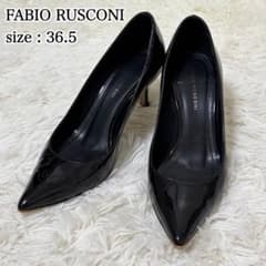 人気】FABIO RUSCONI ポインテッドトゥパンプス エナメル ブラック