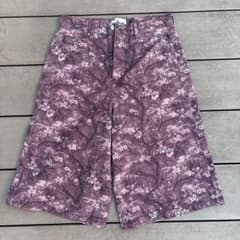scuffers 花柄総柄ワイドシルエット パープル ハーフパンツ 希少デザイン scuffers 花柄総柄ワイドシルエット パープル ハーフパンツ 希少