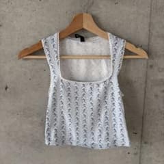 H&M DIVIDED 花柄 タンクトップ ライトブルー XSのサムネイル