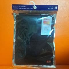 ユニクロ ヒートテック UネックT 半袖 ブラック M UNIQLO