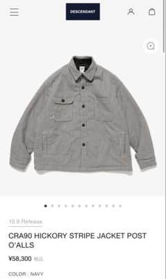 ジャケット・アウター DESCENDANT CRA90 HICKORY STRIPE JACKET DESCENDANT | CRA90 HICKORY STRIPE JACKET POST O'ALLS | NAVY