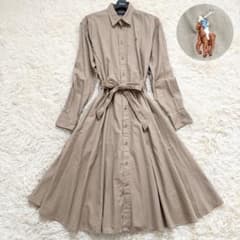 ポロラルフローレン　大きいサイズ　長袖ロングシャツワンピース　ロゴ刺繍　ベージュ ポロラルフローレン 大きいサイズ 長袖ロングシャツワンピース ロゴ