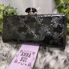アナスイ 長財布 ブラック ローズ ANNA SUI 財布 がま口 黒 バラ薔薇