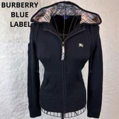 ★BURBERRYBLUE LABEL★黒パーカー★左胸ロゴ刺繍★ノバチェック ☆BURBERRYBLUE LABEL☆黒パーカー☆左胸ロゴ刺繍☆ノバチェック