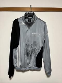 adidas トラックジャケット M グレー×ブラック 企業ロゴ ジャージ 古着のサムネイル