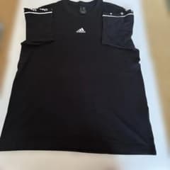 メンズ　adidas 半袖 Tシャツ ブラック ロゴテープのサムネイル