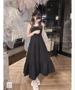 グレイルGRL ふくれジャガードティアードキャミワンピース ブラックのサムネイル