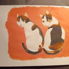猫の手描きアクリル画イラスト