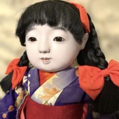 市松人形 松乾斎東光　アンティーク紫色の着物 赤いリボン　美品 市松人形 松乾斎東光 アンティーク紫色の着物 赤いリボン 美品 - メルカリ