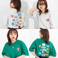 nemne store ワンポイント刺繍入りバックプリント Tシャツ 2枚セットのサムネイル