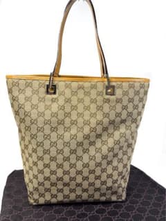 極美品 グッチ（GUCCI）GGキャンバス トートバッグ 袋 ブラウン系 A4 