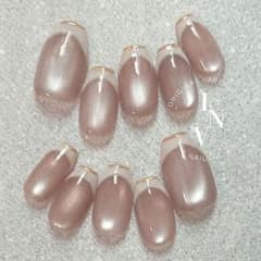 ♥トレンド 綺麗め 上品 シンプル マグネットフレンチ オフィスネイルチップのサムネイル