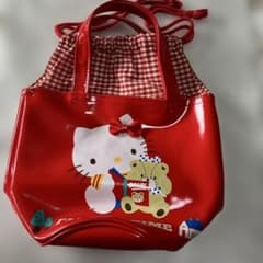 Hello Kitty レッド エナメル 巾着 ミニバッグ　　訳あり商品ですのサムネイル