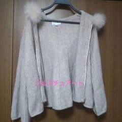 JILLSTUART ベージュ ファー付きポンチョ FRのサムネイル