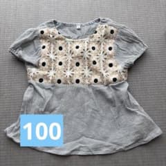 JUO クロシェ風花柄刺繍 半袖トップス 100cmのサムネイル