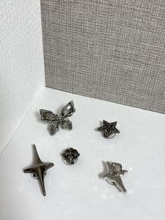 シューズチャーム 5点セット シルバー ブラック ビジュー 蝶 星 クロックスのサムネイル
