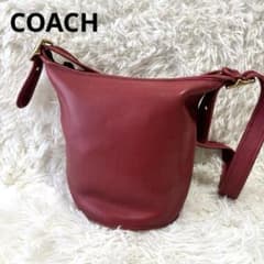 OLD COACH コーチ ショルダーバッグ バケツ レザー レッド 9953 - メルカリ