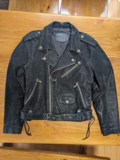 メンズ 本革 ゴートスキン ダブルライダースジャケット ブラックのサムネイル