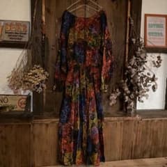 ＊vintage・INDIAタイダイflower織生地2wayロングワンピースのサムネイル