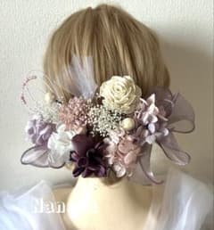【銀箔付】パープル系髪飾り ドライフラワー 成人式 結婚式 前撮り りぼんのサムネイル
