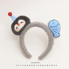 Penguin Fish motif headband, gray