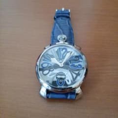 GaGaMILANO マヌアーレ48MM 迷彩 手巻き時計 ブルー メンズ 中古 