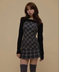 andmary Selena check mini dress grey - メルカリ