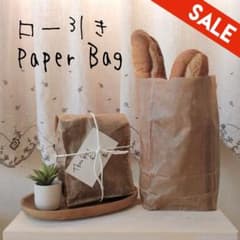 クラフト 紙袋 ロー引き ワックス バッグ ラッピング  アンティーク コンマリのサムネイル