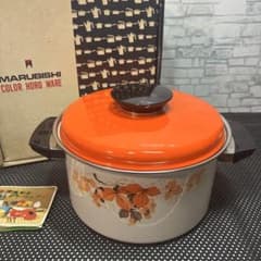 マルビシ ホーロー 両手鍋 22cm ソースポット 昭和 レトロのサムネイル