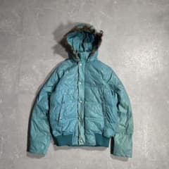 00s Y2K ファー ダウンジャケット 短丈 ティファニーブルー 平成 n2b