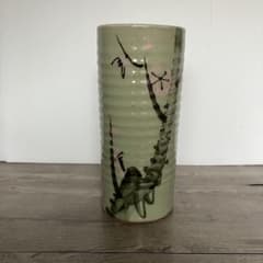 D-壁【希少】昭和レトロ 陶器製 花瓶 壺 桜柄 貫入 ヒビあり 古道具 D-壁【希少】昭和レトロ 陶器製 花瓶 壺 桜柄 貫入 ヒビあり 古道具