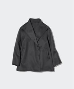 【美品】　ユニクロ　ダブルフェイスショートコート　グレーのサムネイル