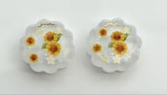 ひまわり キッズ①小さめ2個セット レジン ヘアゴム ハンドメイド 大人