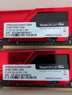 TEAMG DDR4 3200 32GBx2枚 計64GB メモリ（動作確認済）のサムネイル