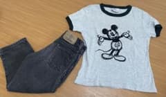 Disney usa 빈티지 키즈 미키 심플한 t셔츠