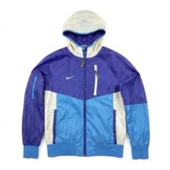 【NIKE】ナイキ ナイロンジャケット マルチカラー パープル 水色 フード付のサムネイル