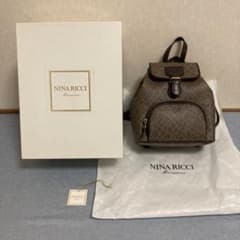 NINA RICCI ニナリッチ ミニリュック レトロ 総柄 ブラウン 箱付きのサムネイル