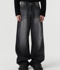 山*線様 Signature wide denim pants black DNのサムネイル