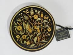 スペイン トレド 象嵌細工「ダマスキナード」 飾り皿（花鳥 径約7cm