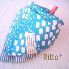 爽やかもくもくひつじさん柄×ブルーヒッコリー バンダナスタイのサムネイル
