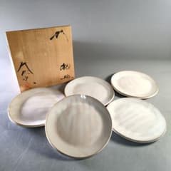 A978-2/萩焼/大屋窯/浜中正二 造/萩板皿5客/中皿/銘々皿/飾皿