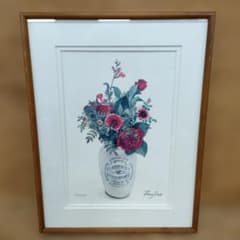 真作 額装/橋本不二子/my garden roses/十六夜バラファルスタッフ 真作 額装/橋本不二子/my garden roses/十六夜バラファルスタッフ