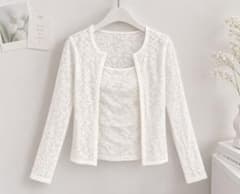 新品✨花柄レース アンサンブル トップス ホワイトのサムネイル