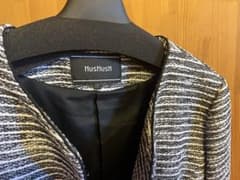 HusHusH ノーカラージャケット ブラック・ホワイトストライプのサムネイル