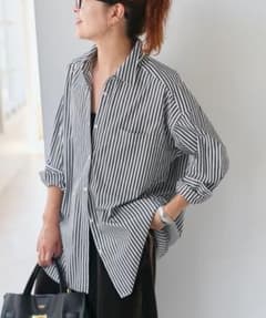 美品 Spick＆Span50コットンオーバーシャツ ストライプシャツ ゆったり 